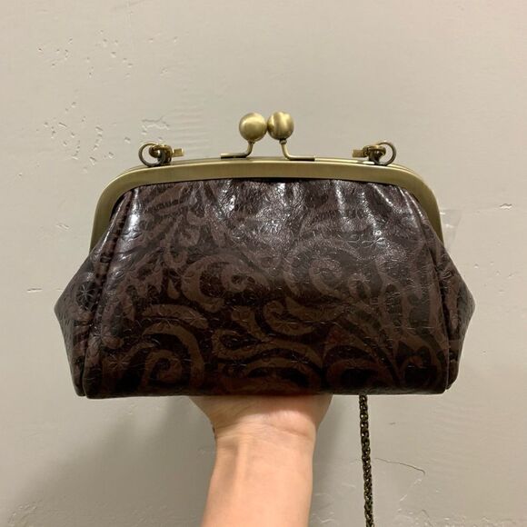 Handmade Genuine Leather Floral Embossed Clutch/Shoulder Bag/Crossbody - Picture 7 of 14